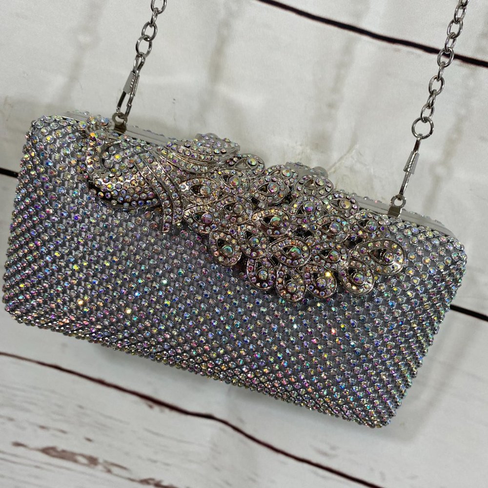 Fawziya Designer Rhinestone Peacock Glamour Shoulder Handbag ~ NWOT - Picture 6 of 13